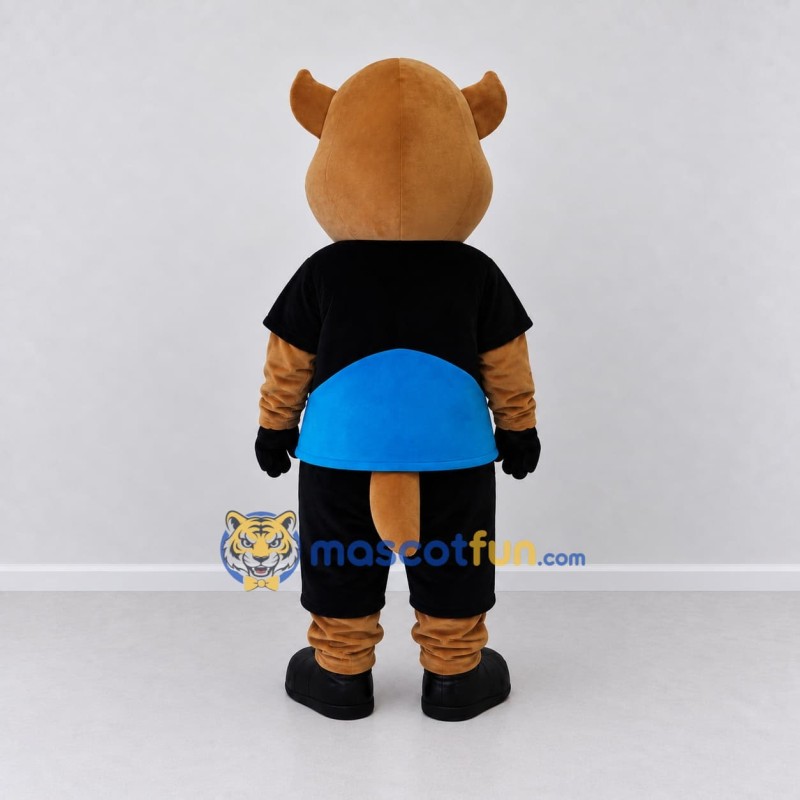 Custom Tan Black and Blue Rodent Mascot Costume Adult Full Body Suit for School Events Custom Tan Black and Blue Rodent Mascot Costume Adult Full Body Suit for School Events