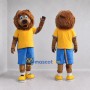 Custom Brown Yellow and Blue Lion Mascot Costume Adult Full Body Suit for Children's Events