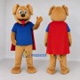 Custom Tan Blue and Red Superhero Dog Mascot Costume Adult Full Body Suit for Children's Events