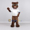 Custom Brown and White Cougar Mascot Costume Adult Full Body Suit for Sports Events Custom Brown and White Cougar Mascot Costume Adult Full Body Suit for Sports Events