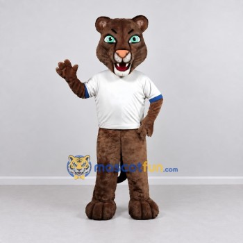 Custom Brown and White Cougar Mascot Costume Adult Full Body Suit for Sports Events