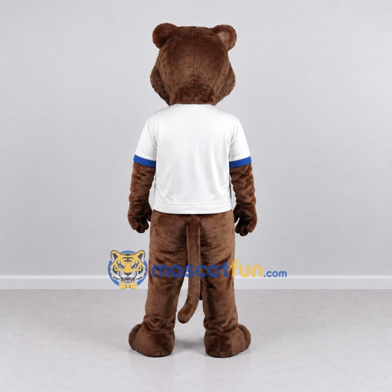 Custom Brown and White Cougar Mascot Costume Adult Full Body Suit for Sports Events Custom Brown and White Cougar Mascot Costume Adult Full Body Suit for Sports Events