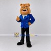 Custom Tan Blue and Black Business Bulldog Mascot Costume Adult Full Body Suit for Promotional Events Custom Tan Blue and Black Business Bulldog Mascot Costume Adult Full Body Suit for Promotional Events