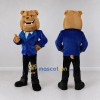 Custom Tan Blue and Black Business Bulldog Mascot Costume Adult Full Body Suit for Promotional Events Custom Tan Blue and Black Business Bulldog Mascot Costume Adult Full Body Suit for Promotional Events