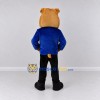 Custom Tan Blue and Black Business Bulldog Mascot Costume Adult Full Body Suit for Promotional Events Custom Tan Blue and Black Business Bulldog Mascot Costume Adult Full Body Suit for Promotional Events