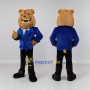 Custom Tan Blue and Black Business Bulldog Mascot Costume Adult Full Body Suit for Promotional Events