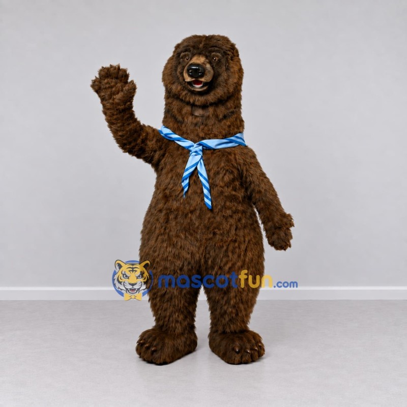 Custom Dark Brown and Blue Bear Mascot Costume Adult Full Body Suit for Outdoor Events Custom Dark Brown and Blue Bear Mascot Costume Adult Full Body Suit for Outdoor Events