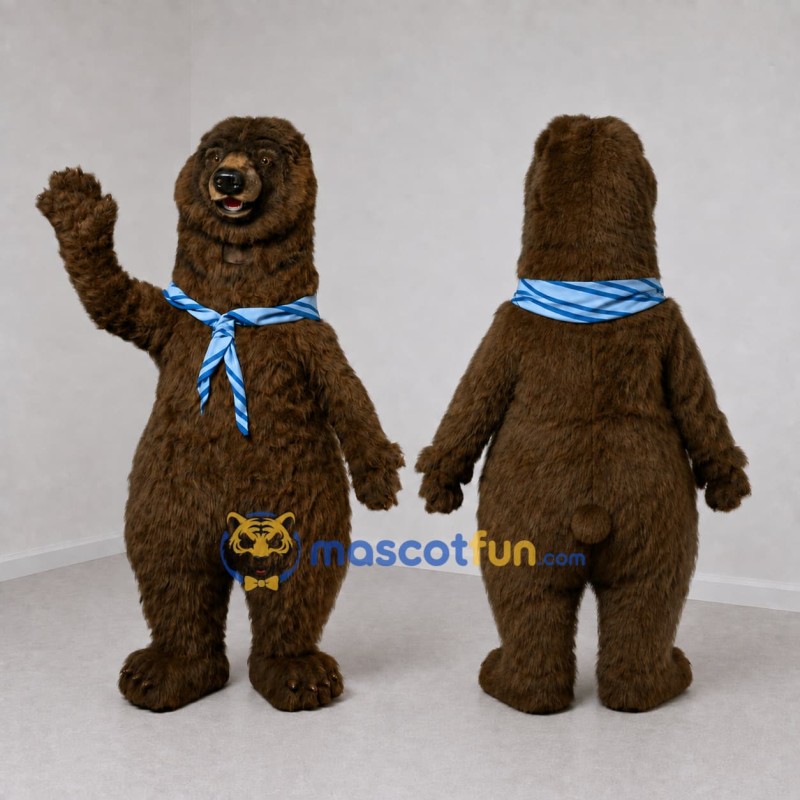 Custom Dark Brown and Blue Bear Mascot Costume Adult Full Body Suit for Outdoor Events Custom Dark Brown and Blue Bear Mascot Costume Adult Full Body Suit for Outdoor Events