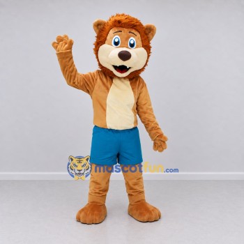Custom Tan Orange and Blue Lion Mascot Costume Adult Full Body Suit for Children's Events Custom Tan Orange and Blue Lion Mascot Costume Adult Full Body Suit for Children's Events