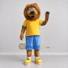 Custom Brown Yellow and Blue Lion Mascot Costume Adult Full Body Suit for Children's Events