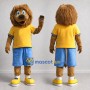 Custom Brown Yellow and Blue Lion Mascot Costume Adult Full Body Suit for Children's Events