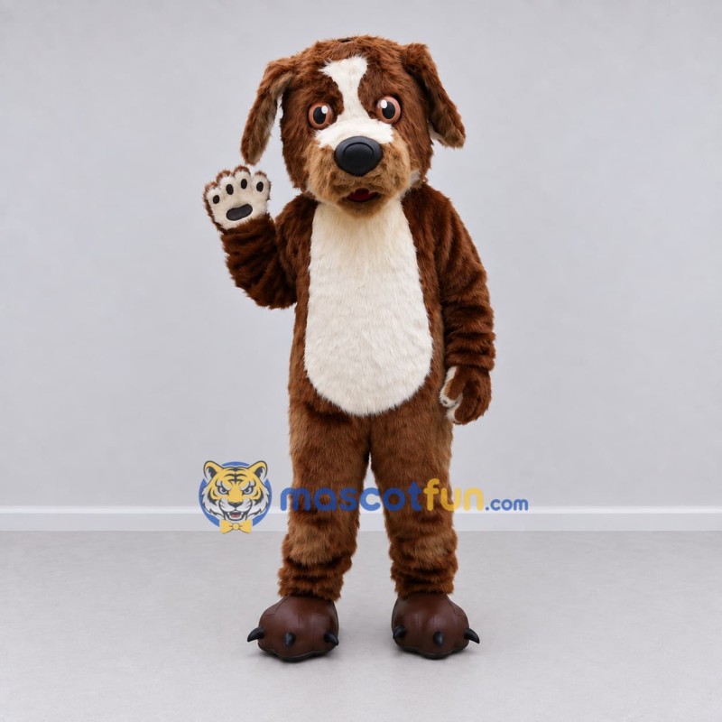 Custom Brown and White Dog Mascot Costume Adult Full Body Suit for Pet Events Custom Brown and White Dog Mascot Costume Adult Full Body Suit for Pet Events