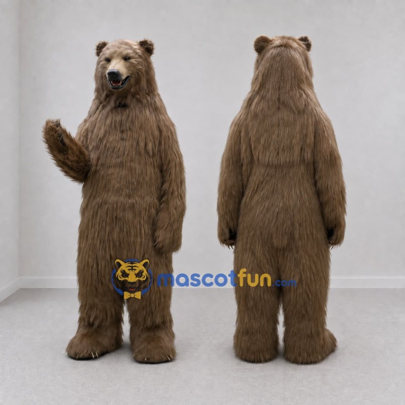 Custom Gray Brown Bear Mascot Costume Adult Full Body Suit for Wildlife Events Custom Gray Brown Bear Mascot Costume Adult Full Body Suit for Wildlife Events