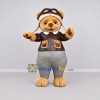 Custom Tan Brown and Gray Aviator Bear Mascot Costume Adult Full Body Suit for Themed Events Custom Tan Brown and Gray Aviator Bear Mascot Costume Adult Full Body Suit for Themed Events