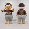Custom Tan Brown and Gray Aviator Bear Mascot Costume Adult Full Body Suit for Themed Events