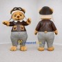Custom Tan Brown and Gray Aviator Bear Mascot Costume Adult Full Body Suit for Themed Events