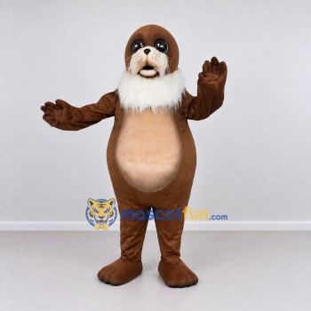 Custom Brown and Cream Walrus Mascot Costume Adult Full Body Suit for Aquatic Events Custom Brown and Cream Walrus Mascot Costume Adult Full Body Suit for Aquatic Events