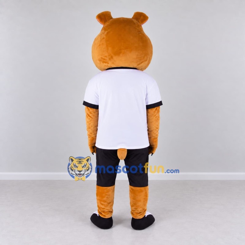 Custom Golden Brown White and Black Bulldog Mascot Costume Adult Full Body Suit for Sports Events Custom Golden Brown White and Black Bulldog Mascot Costume Adult Full Body Suit for Sports Events