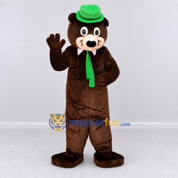 Custom Brown and Green Bear Mascot Costume Adult Full Body Suit for Themed Events
