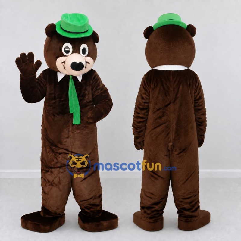 Custom Brown and Green Bear Mascot Costume Adult Full Body Suit for Themed Events Custom Brown and Green Bear Mascot Costume Adult Full Body Suit for Themed Events