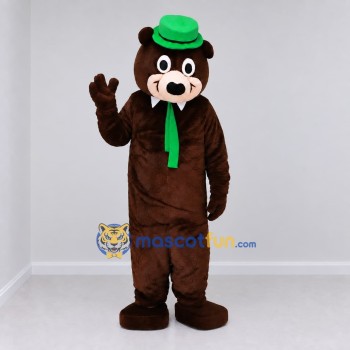Custom Brown and Green Bear Mascot Costume Adult Full Body Suit for Themed Events