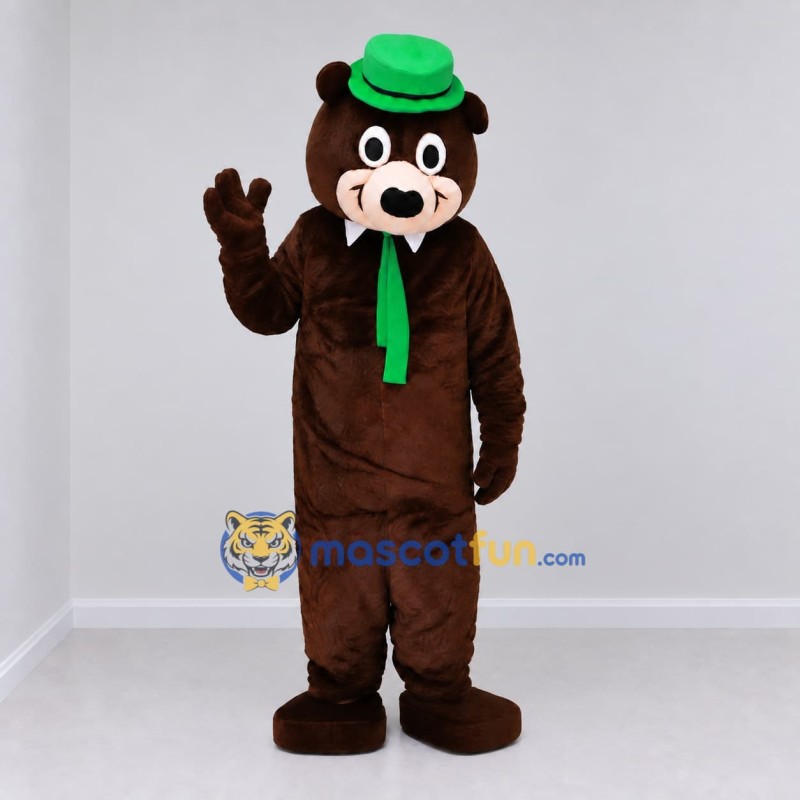 Custom Brown and Green Bear Mascot Costume Adult Full Body Suit for Themed Events Custom Brown and Green Bear Mascot Costume Adult Full Body Suit for Themed Events