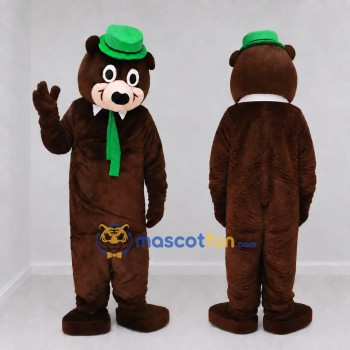 Custom Brown and Green Bear Mascot Costume Adult Full Body Suit for Themed Events