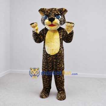 Custom Brown Black and Yellow Spotted Cat Mascot Costume Adult Full Body Suit for Wildlife Events