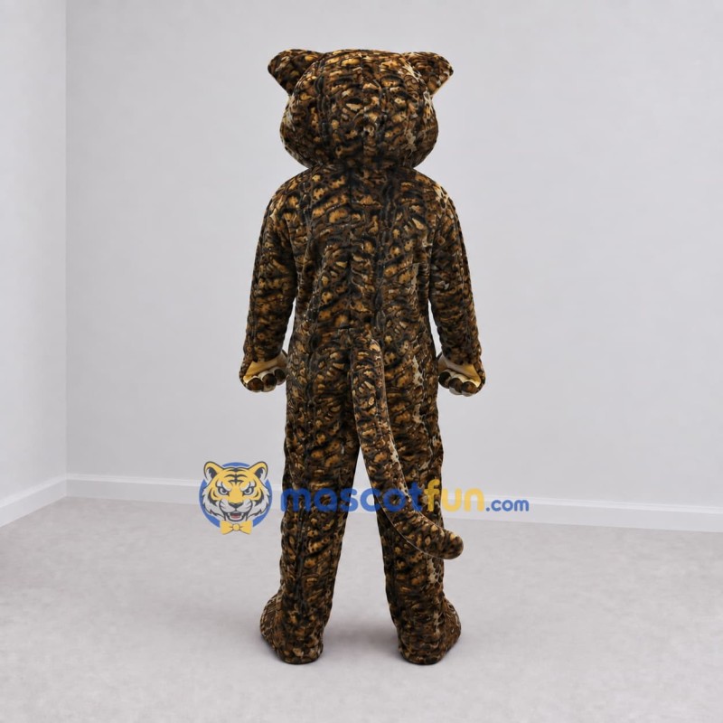 Custom Brown Black and Yellow Spotted Cat Mascot Costume Adult Full Body Suit for Wildlife Events