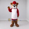 Custom Brown Red and White Bear Mascot Costume Adult Full Body Suit for School Events