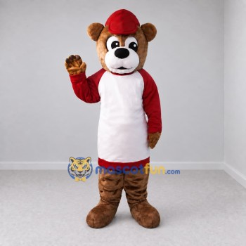 Custom Brown Red and White Bear Mascot Costume Adult Full Body Suit for School Events