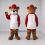 Custom Brown Red and White Bear Mascot Costume Adult Full Body Suit for School Events