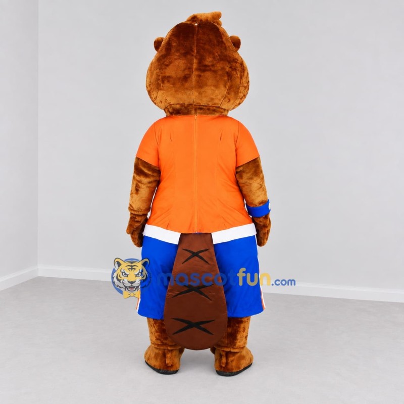 Custom Brown Orange and Blue Beaver Mascot Costume Adult Full Body Suit for Sports Events
