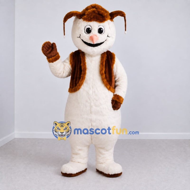 Custom White and Brown Rabbit Mascot Costume Adult Full Body Suit for Easter Events Custom White and Brown Rabbit Mascot Costume Adult Full Body Suit for Easter Events