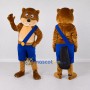 Custom Golden Brown and Blue Beaver Mascot Costume Adult Full Body Suit for School Events