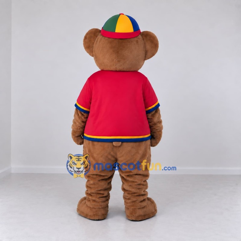 Custom Brown Red and Multicolor Bear Mascot Costume Adult Full Body Suit for Children's Events Custom Brown Red and Multicolor Bear Mascot Costume Adult Full Body Suit for Children's Events