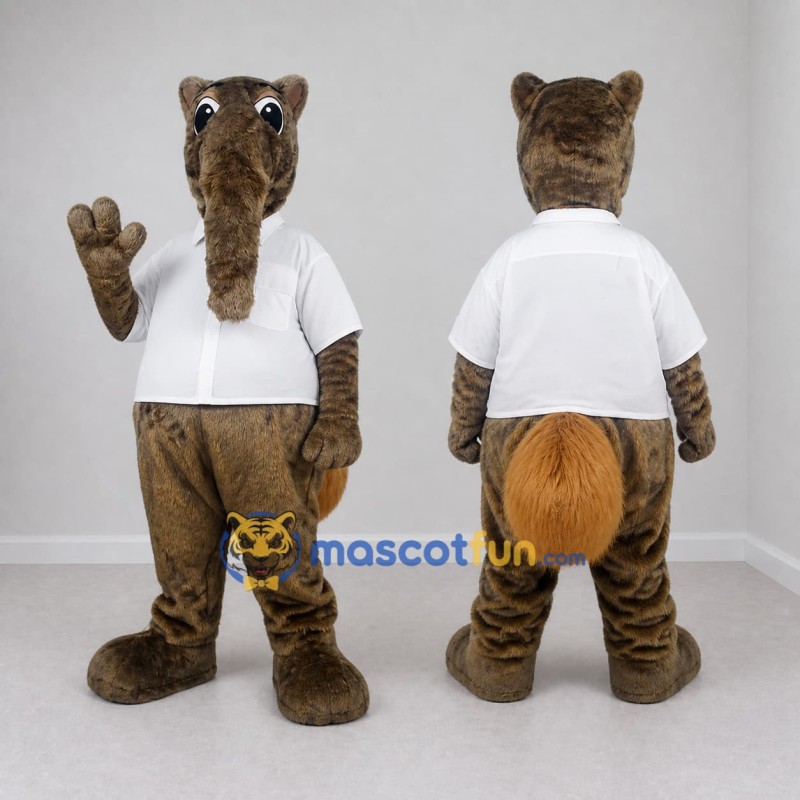 Custom Gray Brown and White Anteater Mascot Costume Adult Full Body Suit for Wildlife Events