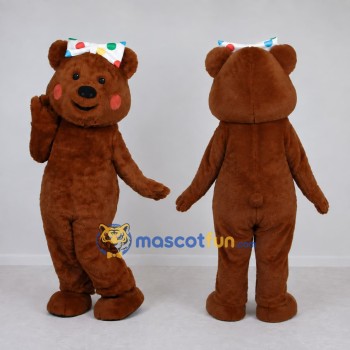 Custom Brown and Multicolor Bear Mascot Costume Adult Full Body Suit for Children's Events