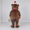 Custom Brown Red and White Christmas Bear Mascot Costume Adult Full Body Suit for Christmas Events Custom Brown Red and White Christmas Bear Mascot Costume Adult Full Body Suit for Christmas Events