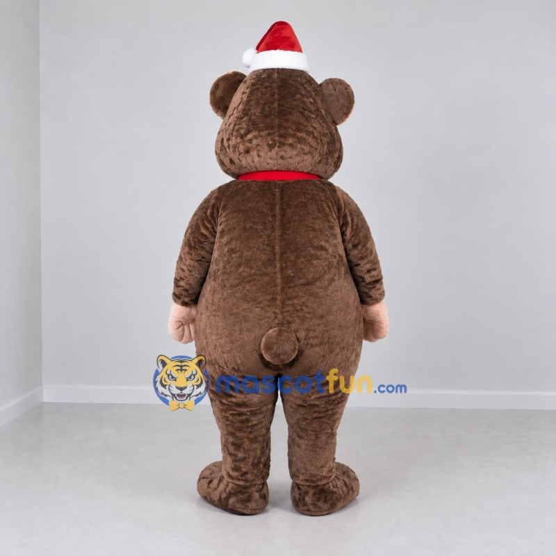 Custom Brown Red and White Christmas Bear Mascot Costume Adult Full Body Suit for Christmas Events Custom Brown Red and White Christmas Bear Mascot Costume Adult Full Body Suit for Christmas Events