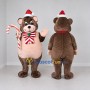 Custom Brown Red and White Christmas Bear Mascot Costume Adult Full Body Suit for Christmas Events