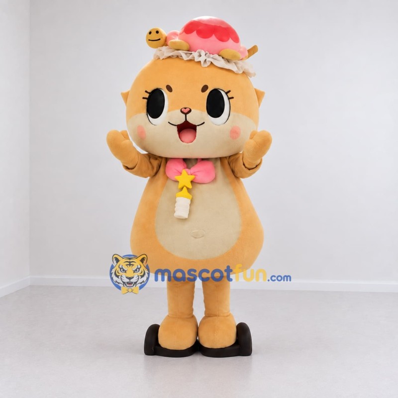 Custom Peach and Pink Cat Mascot Costume Adult Full Body Suit for Children's Events Custom Peach and Pink Cat Mascot Costume Adult Full Body Suit for Children's Events