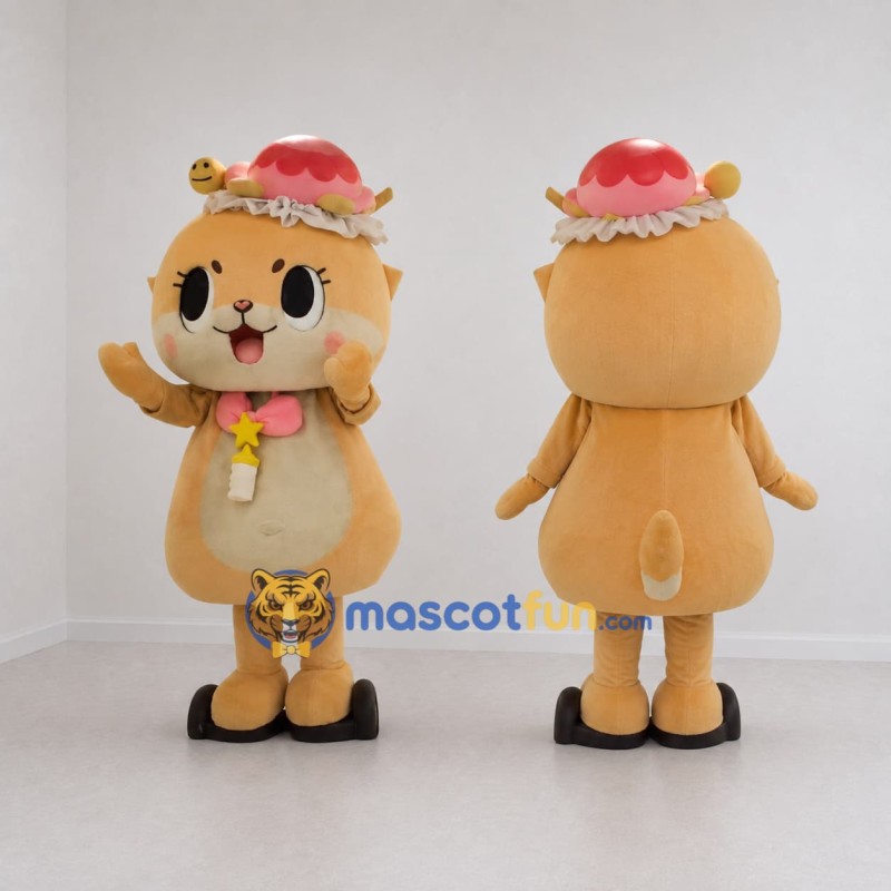 Custom Peach and Pink Cat Mascot Costume Adult Full Body Suit for Children's Events Custom Peach and Pink Cat Mascot Costume Adult Full Body Suit for Children's Events