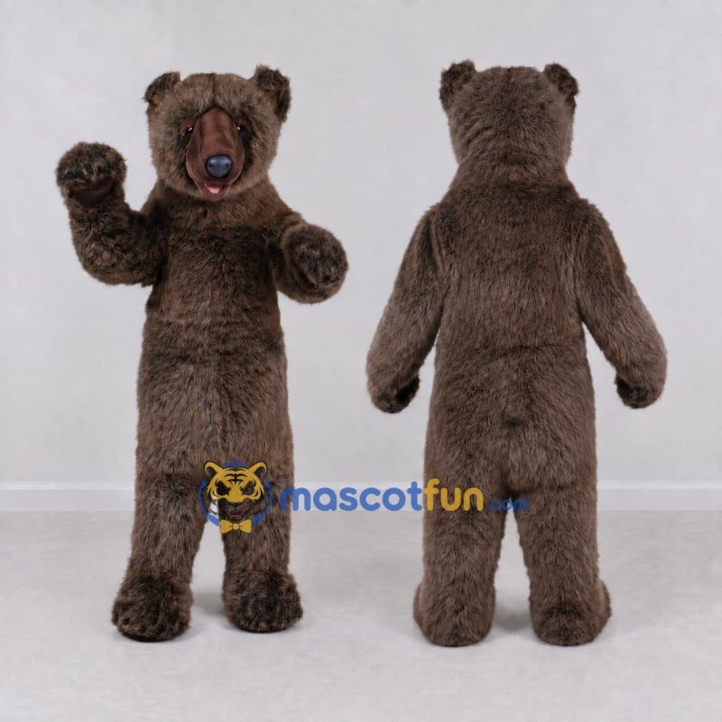 Custom Gray Brown Bear Mascot Costume Adult Full Body Suit for Wildlife Events Custom Gray Brown Bear Mascot Costume Adult Full Body Suit for Wildlife Events
