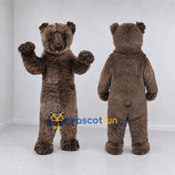 Custom Gray Brown Bear Mascot Costume Adult Full Body Suit for Wildlife Events