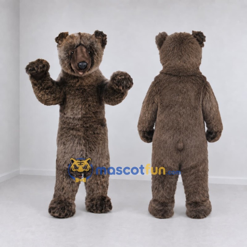 Custom Gray Brown Bear Mascot Costume Adult Full Body Suit for Wildlife Events Custom Gray Brown Bear Mascot Costume Adult Full Body Suit for Wildlife Events