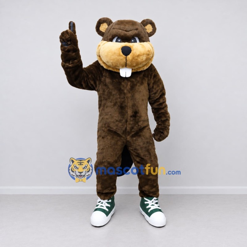 Custom Dark Brown and Tan Beaver Mascot Costume Adult Full Body Suit for Nature Events