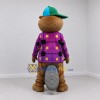 Custom Brown Purple and Green Beaver Mascot Costume Adult Full Body Suit for School Events