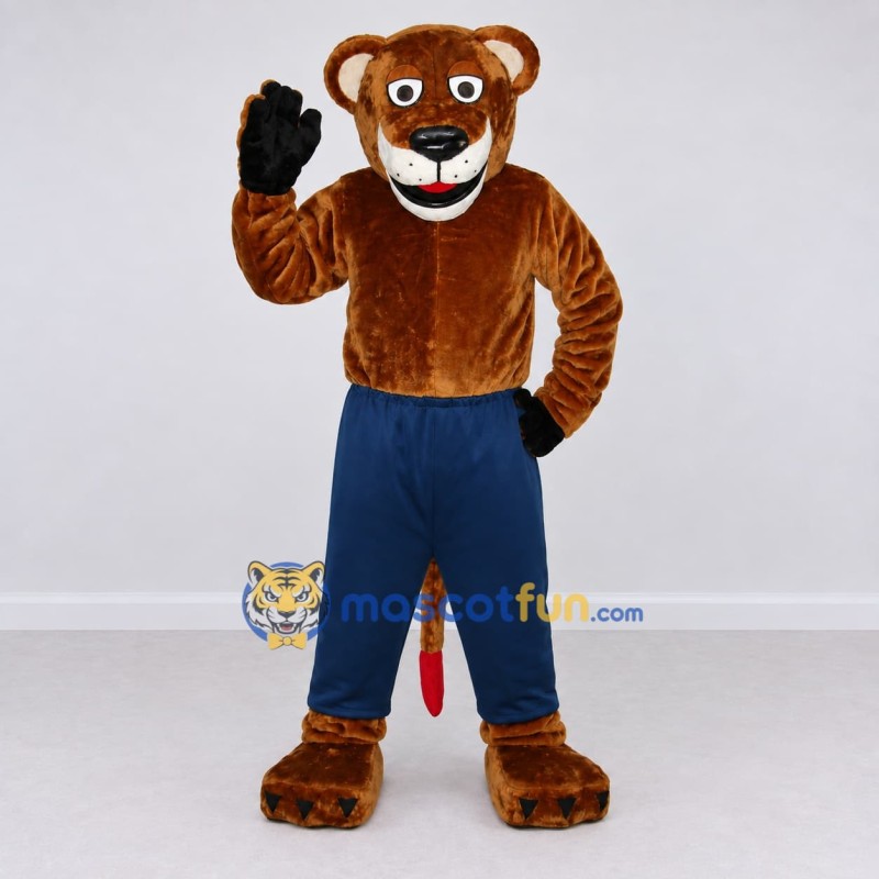 Custom Brown and Blue Cat Mascot Costume Adult Full Body Suit for School Events Custom Brown and Blue Cat Mascot Costume Adult Full Body Suit for School Events