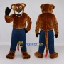 Custom Brown and Blue Cat Mascot Costume Adult Full Body Suit for School Events